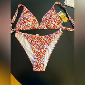 New shekini bikini 2 piece floral lined ladies L swimsuit bathing suit